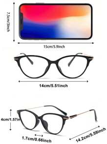 1 Pair/2 Pairs Vintage Women's Cat-Eye Glasses Y2K Small Frame Light Clear Lens Fashion Decorative Glasses Stainless Steel Frame Daily Use