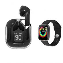 Auriculares Bluetooth Inalambricos Led Con Reloj Inteligente - Negro - Ver 1