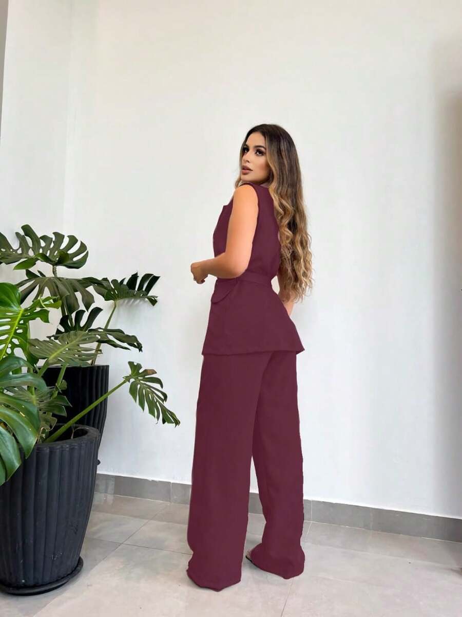Tailored Set Of Vest And Pants With Wonderful Belt - CAME - View 1