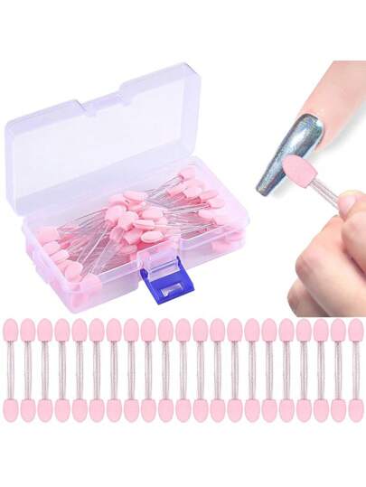 10/20/50Pcs Nail Art Brush Double Sided Chrome Pink Black Multifunctional Nail Brush Nail Powder Applicator Sponge Sticks Nail Supplies Equipment Coloring Tool