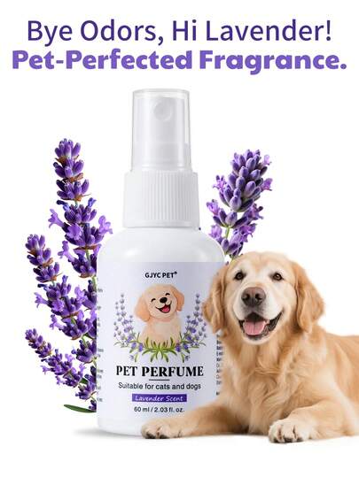 GJYC PET Lavender Pet Perfume Deodorizing Spray For Dogs & Cats, 2.03 Fl Oz - Calming Scent, Freshen Odor Eliminator For Strong Smells, Puppy Grooming Mist For Bedding & Home Use