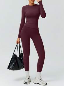 NcmRyu 1套女式弹力紧身舞蹈服健身瑜伽服适合户外运动