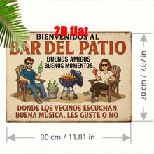 2D Flat, 1 Piece Metal Wall Sign, Spanish Welcome Patio Bar Theme Iron Wall Decoration, Suitable Home Courtyard, Outdoor Garden, Balcony, Backyard, Friend Gathering Gift, Size.8x 11.8inch - 彩色 - 查看 2