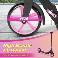 Advwin Kick Scooter Folding Scooter 3 Adjustable Height For Ages 6+ Kid Teens Pink & Black