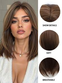 14 Inch Brown Wig With Bangs, Layered And Fashionable, Women's Synthetic Fiber Wig, Comfortable And Suitable For Holidays, Gatherings, And Everyday Wear - Brown - View 4