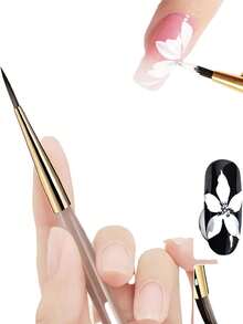 1pc Nail Art Brush, Multi-Function Painting Brush Used For Flower Painting, Fine Tip Brush For Nail Care, Smooth Material, DIY Nail Art Tool