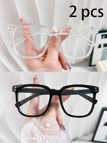 3 件装男女通用方形框架日常佩戴光学眼镜，校园风格修饰脸型防蓝光眼镜