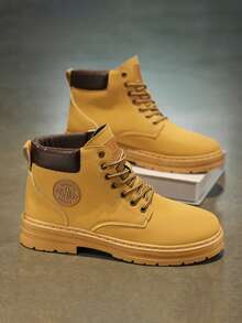 Men's Boots 2025 New Autumn/Winter Vintage Versatile High-Top Work Shoes, Thick Sole Comfortable Soft Increase Height British Style Leather Boots Streetwear - Multicolor - View 31