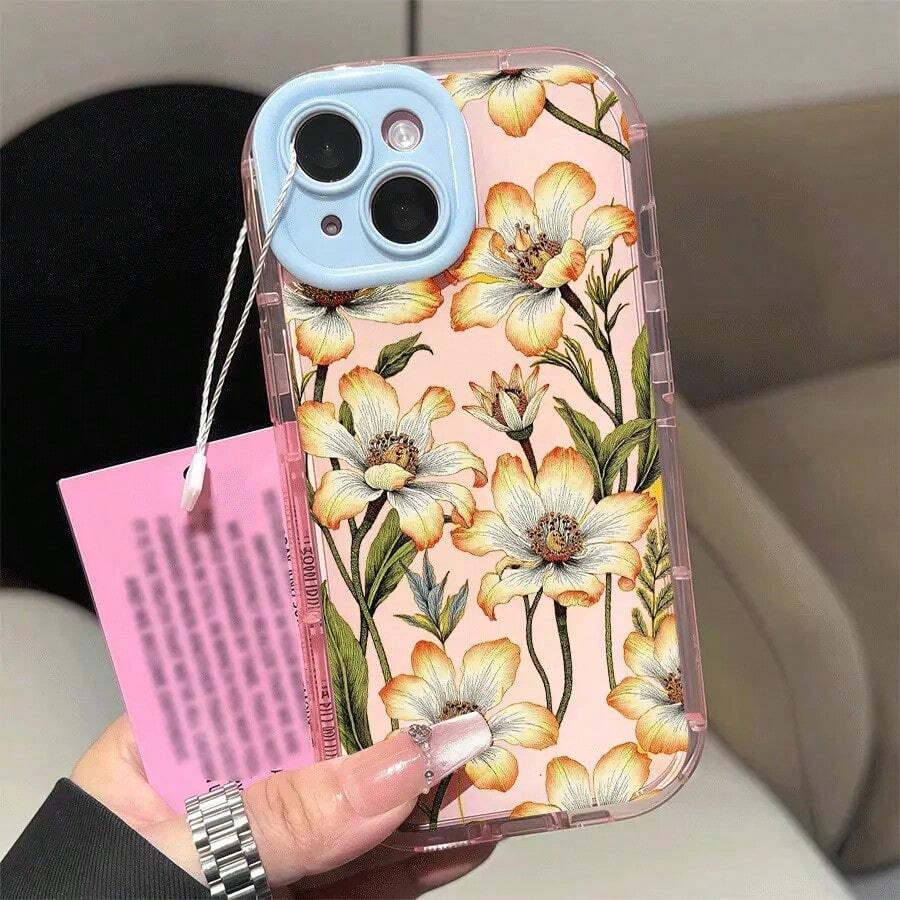 Funda con estampado floral, diseño sencillo en color caramelo, transparente y gruesa, compatible con los modelos 17, 16, 15, 14, 13, 12 Pro, 14, 15, 16, 17 Plus, 12 y 13. Protección anticaídas con amortiguación. Ideal para cumpleaños, fiestas y ocasiones especiales. Diseño bonito y adorable. Accesorios para el móvil. Un regalo perfecto para cumpleaños. Estética femenina. Diseño floral. Resistente a golpes. Amortiguación suave. Funda elegante. - Rosa transparente - Ver 1