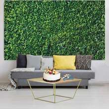 Fondo fotográfico de pared de plantas con hojas verdes planas en 2D, fondo de foto de naturaleza de primavera para fiesta interior y exterior