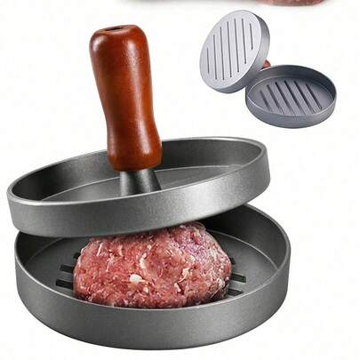 1 Set Molde para hamburguesas y 100 piezas de papel antiadherente para prensa de hamburguesas, herramienta y accesorio de cocina, adecuado para fiestas, reuniones, comidas familiares y hamburguesas caseras