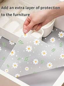 1件装卷帘柜小型透明菊花收纳垫，不粘抽屉垫，防油冰箱垫，EVA防水冰箱杯垫，橱柜垫，简约餐桌垫 - 雛菊圖案 - 查看 4