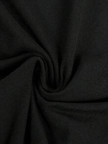 Camiseta de talla grande con cuello redondo, mangas cortas y estampado de letras. - Negro - Ver 5