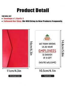 1 张员工为老板准备的搞笑圣诞贺卡 - 俏皮节日贺卡，带信封 - 幽默的“我们认为拥有我们这些员工就足够了”信息 - 内部空白，可记录个人笔记