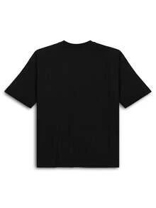 Men's  Cotton Thick Textured Comfort Fit Crew Neck Smoked T-Shirt - Black - View 2