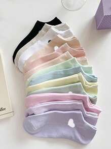 40pcs/20pcs/10pcs/6pcs/2pcs Of Women's Short Socks,Invisible Socks,White Socks,Women Socks,Cute Socks,Girls Socks, Black Socks,Cartoon Details, Guide Rail Breathable Hole Design, Moisture Wicking, Soft And Smooth, Suitable For Various Holidays, Sports, Leisure, Business And Other Daily Wear, Can Be Worn All Year Round, Color Combinations Are Random.