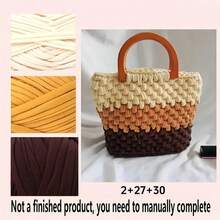 Sợi len áo thun 100% Polyester 300G/90M, Sợi len móc áo thun vải co giãn, Sợi len dệt tay dày, Dùng để móc túi/giỏ/thảm, Trang trí nhà cửa, Đồ thủ công tự làm bằng tay (Túi thành phẩm cần tự móc) - Nhiều màu - Xem 5