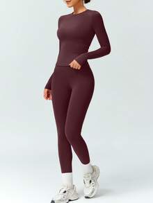 NcmRyu 1套女式弹力紧身舞蹈服健身瑜伽服适合户外运动