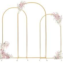 3 Pack Metal Arch Backdrop Stand(7.2FT/6.6FT/6FT), Decorative Balloon Arch Stand, Easy Assembly Gold Wedding Arch, Stable Backdrop Arch Stand For Wedding Ceremony, Birthday Party, Baby Shower - Vàng - Xem 1