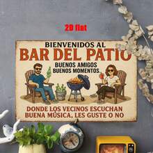 2D Flat, 1 Piece Metal Wall Sign, Spanish Welcome Patio Bar Theme Iron Wall Decoration, Suitable Home Courtyard, Outdoor Garden, Balcony, Backyard, Friend Gathering Gift, Size.8x 11.8inch - 彩色 - 查看 7