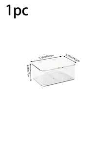 1 pieza Caja de almacenamiento transparente con tapa abatible, organizador de artículos de papelería de uso múltiple, caja de almacenamiento transparente multifuncional para escritorio con tapa abatible, caja de almacenamiento a prueba de polvo para cosméticos de escritorio, organizador de varios usos, almacenamiento de escritorio para el hogar/oficina, adecuado para el hogar, la escuela y la oficina, artículo esencial de oficina - transparente - Ver 12