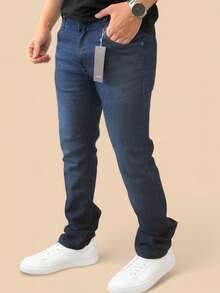 Men's Slim Premium Denim Jeans With Elastane Lycra - 藏蓝色 - 查看 2