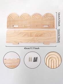 1 件波西米亚风格悬浮壁架，拱形设计，装饰收纳架，适用于客厅、卧室、玄关、儿童房、浴室、植物展示、家居收纳，简约墙面装饰 - 原木色 - 查看 13