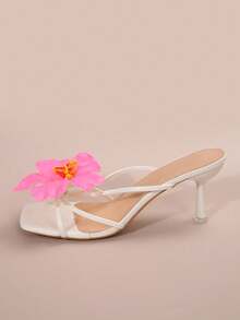 花卉装饰高跟凉鞋，适合海滩、旅行、高跟鞋、女士凉鞋、约会、通勤、派对和聚会