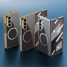 VIETAO Electroplating Transparent Magnetic Wireless Charging Mobile Phone Case Compatible With Samsung Galaxy Z Fold 7 6 5 4 Fashion Thin Phone Cover - Gold - View 8