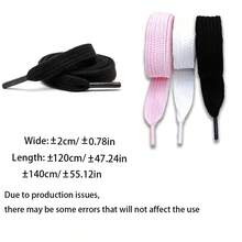 2 Pairs 0.79 Inch Wide Shoelaces - Classic Casual Style, Solid Color Design, Durable Fabric Laces Suitable For Sneakers, Casual Shoes, Classic Lace-Up Shoes, Fabric Lace-Up Shoes - Multicolor - View 2