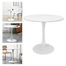 Round Dining Table White Density Board Iron Art 31.5in D 28.7in H 165.35lbs Load Modern For Living Room Café - 1 - View 8