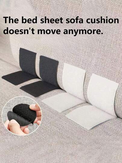10pcs/Set Sofa Cushion Fixator, Bed Sheet Blanket Anti-Slip Grip Pads, Invisible Non-Marking Adhesive Reusable Hook And Loop Stickers