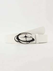 1 件复古黑色腰带，时尚十字设计，简约休闲男女通用腰带，裤子配饰夏季、秋季、万圣节