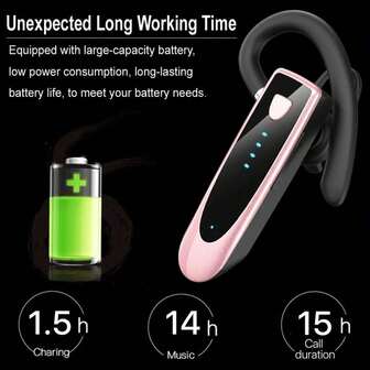 Wireless Bluetooth Business Headset With Microphone, Up To 20 Hours Of Talk Time. Bluetooth 5.4 Version, Up To 180 Hours Of Standby Time. Compatible With Android,IPH One, And Android Devices. Wireless Sports Earphones, Clear Sound Quality, Universal Phone, Computer, And Tablet Compatibility - Perfect For Fitness, Running, Cycling, Driving, And Outdoor Activities, Making Them A Great Christmas/Thanksgiving Gift. 180mAh Battery