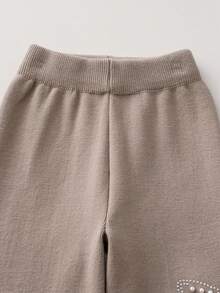 2pcs Set: 1pc Girls Elegant Butterfly Beaded Knit Sweater Top And 1pc Butterfly Beaded Knit Sweater With Pants Set, Suitable For Casual Everyday Wear, Spring/Autumn/Winter - Apricot - View 10