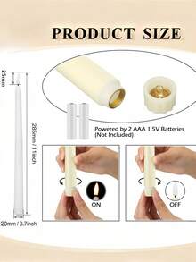 6/12pcs Set Remote Control Timer Flameless Cone Candles, Battery Operated LED Candle Set With 3D Flickering Flame, Realistic Dripless Candle Holders, Suitable For Dining Table Decor, Christmas, Wedding, Home Decoration - White - View 7