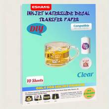 Formato: A4 (210*297mm) Carta a scorrimento adesiva per getto d'inchiostro CHIARA Carta trasferibile idrosolubile trasparente stampabile per tazze, bicchieri e altri oggetti