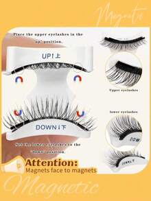 Magnetic-Eyelashes With Applicator, Portable Magnetic Eyelashes Natural Look, Upgrade 2 Magnet False Eyelashes More Easy To Wear, Easy To Use And Remove (Magnetics B) Strip Lashes,Lashes,Eyelashes,Fake Lashes