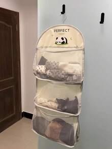 1 件熊猫印花内衣袜子收纳挂袋，简约风格涤纶矩形多口袋收纳袋，适用于衣柜、门、壁挂式正装裤鞋牛仔裤靴子裙子卧室，收纳袋，家居收纳，适用于女士白色 T 恤、女士黑色裤子 - 彩色 - 查看 6