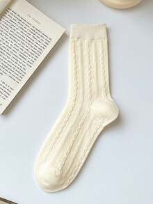 5 أزواج جوارب متوسطة الطول كاجوال نسيج مضلع للجنسين، مريحة وشاملة لجميع المواسم