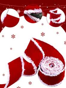 1pc, 1m/2m/5m/10m Christmas Red White Border Packaging Tapes, DIY Decoration, Christmas Tree Bow , Christmas Gift Packaging Ribbon, Suitable For Holiday, Party, And Birthday Gift Decoration