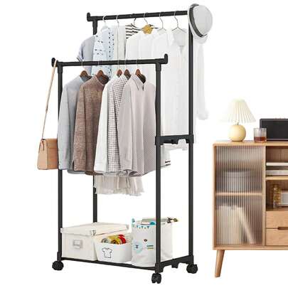 Multifunktionaler Metallkleiderständer mit dreieckigem Rädchen-Ständer - Vielseitiger mobiler Aufbewahrungsorganisator, perfekt für Zuhause, Küche, Studentenwohnheim und Kleiderschrank - Ideal zum Aufhängen von Kleidung, Mänteln und saisonalen Outfits für Weihnachten, Thanksgiving, Neujahr und Valentinstag Feiern