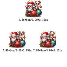 1pc/2pcs/3pcs Heat Transfer Patches - Holiday Santa Claus & Reindeer Designs, DIY Iron-On Washable, Ideal For T-Shirts, Sweaters, Bags, Perfect Holiday Gift