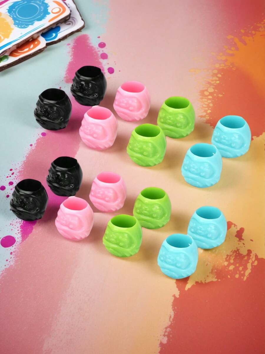 ATOMUS 50 piezas Vasos desechables de plástico para tinta de tatuaje con microaguja con base, tapas de contenedor de pigmento para maquillaje permanente, accesorios de tatuaje - Multicolor - Ver 1