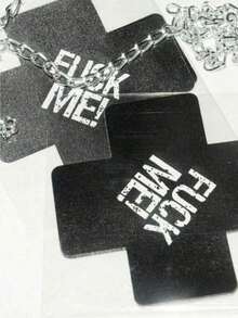 2pcs Disposable Breathable Cross/FM Logo Breast Nipple Covers, For Rave - 彩色 - 查看 3