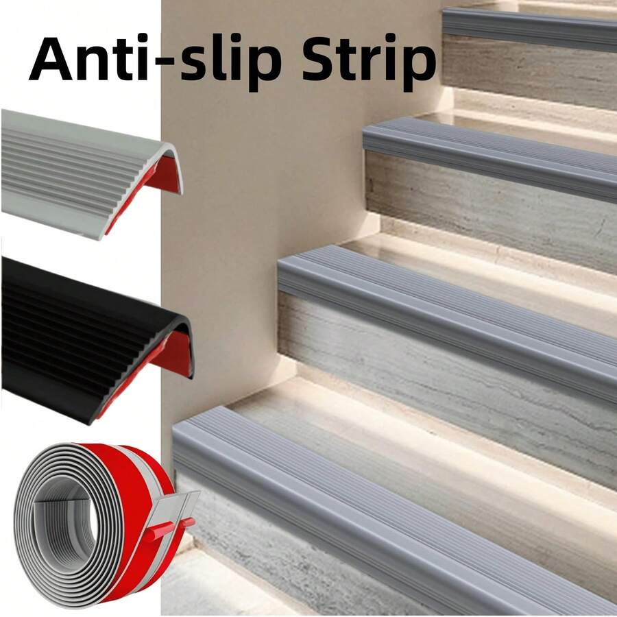 1PC 200cm/78.74inch Self-Adhesive Stair Edge Protector, Non-Slip Waterproof Stair Edge Stripe Nosing Rubber Edging, PVC Anti-Slip Strip Edge Trim, Edge Protector Suitable For Indoor/Outdoor Stairs - Multicolor - View 1