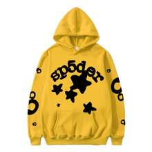 Fashion Street Hooded Set - Playful Star And Letter Print, Loose Casual Design, Preferred Two - Piece For Daily Sports And Streetwear  Graphic Tees Hoodies For Men Spring/Fall    Regular Fit    Drawstring  Pocket - 黃色衛衣 - 查看 1