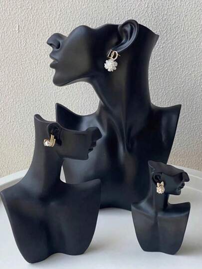 1 件白色项链展示架，颈部模型首饰架，耳环收纳架，适用于化妆品收纳、浴室、卧室