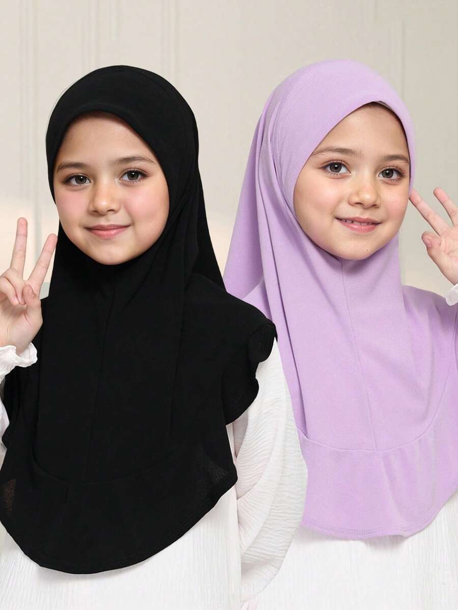 1 chiếc khăn trùm đầu Hijab cho bé gái/trẻ em, khăn trùm đầu một mảnh Amira Hồi giáo dễ đội, khăn trùm đầu cho bé gái, khăn choàng Hồi giáo thích hợp cho các hoạt động ngoài trời và sử dụng hàng ngày - 1PC - Xem 1