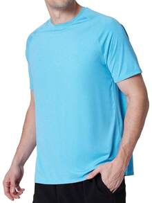 Men's UPF 50+ Swim Shirts, Short Sleeve Rash Guard, Quick Dry-Shirt Fishing And Surfing - 天藍色 - View 2
